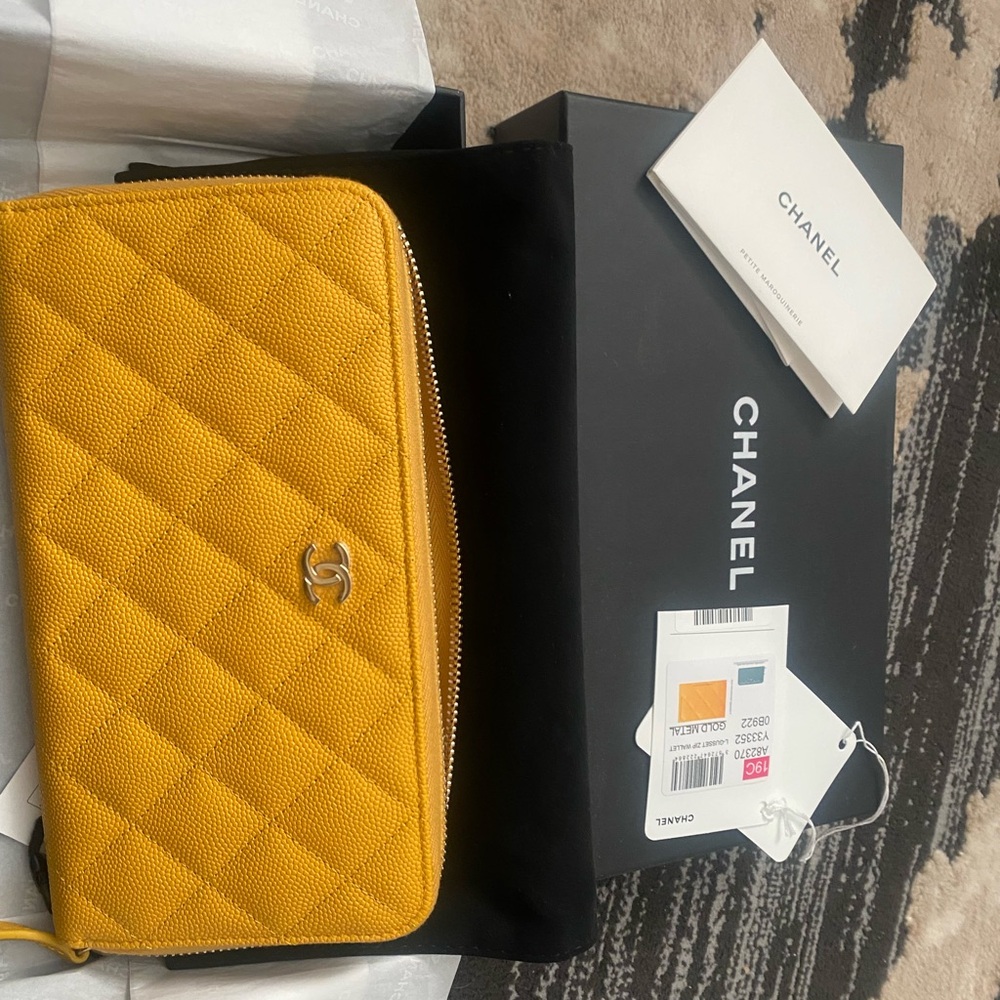 Chanel Yellow Quilted Wallet
